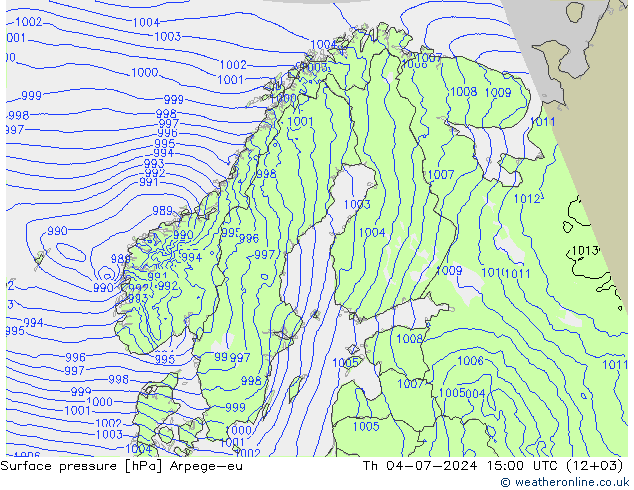 Luchtdruk (Grond) Arpege-eu do 04.07.2024 15 UTC