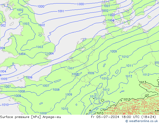 Luchtdruk (Grond) Arpege-eu vr 05.07.2024 18 UTC