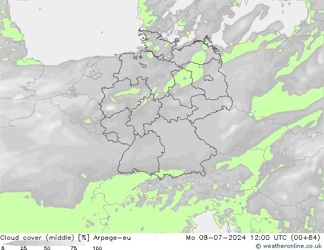 Bewolking (Middelb.) Arpege-eu ma 08.07.2024 12 UTC