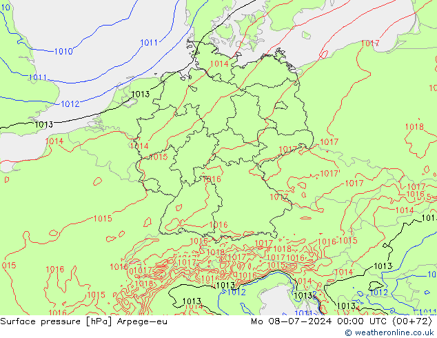 Luchtdruk (Grond) Arpege-eu ma 08.07.2024 00 UTC