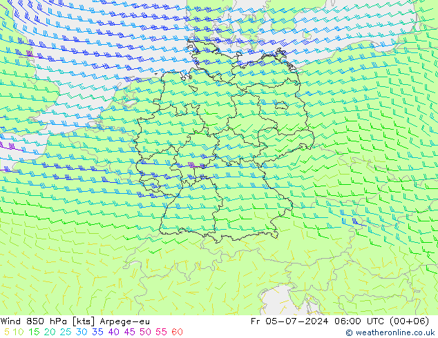 风 850 hPa Arpege-eu 星期五 05.07.2024 06 UTC