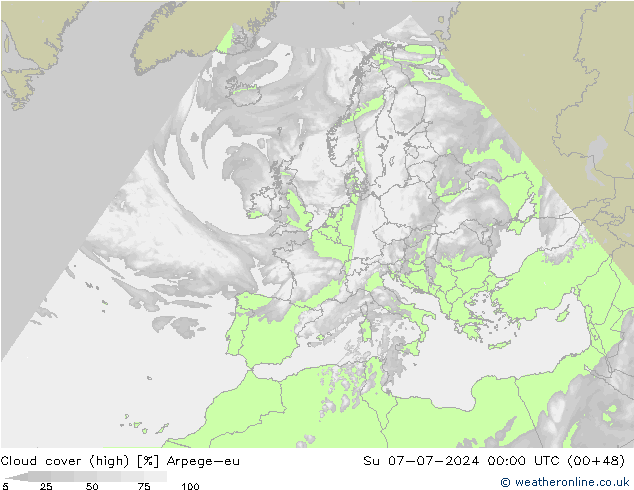 Bewolking (Hoog) Arpege-eu zo 07.07.2024 00 UTC