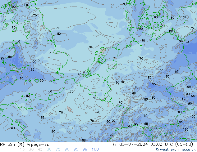 RH 2m Arpege-eu 星期五 05.07.2024 03 UTC