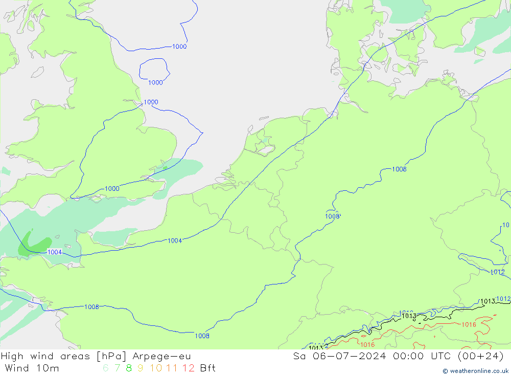 Windvelden Arpege-eu za 06.07.2024 00 UTC