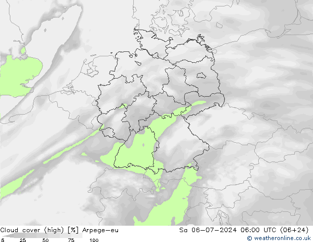 Bewolking (Hoog) Arpege-eu za 06.07.2024 06 UTC