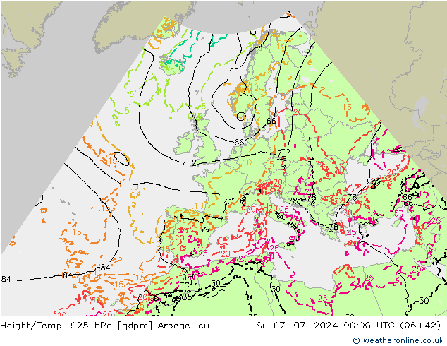 Hoogte/Temp. 925 hPa Arpege-eu zo 07.07.2024 00 UTC