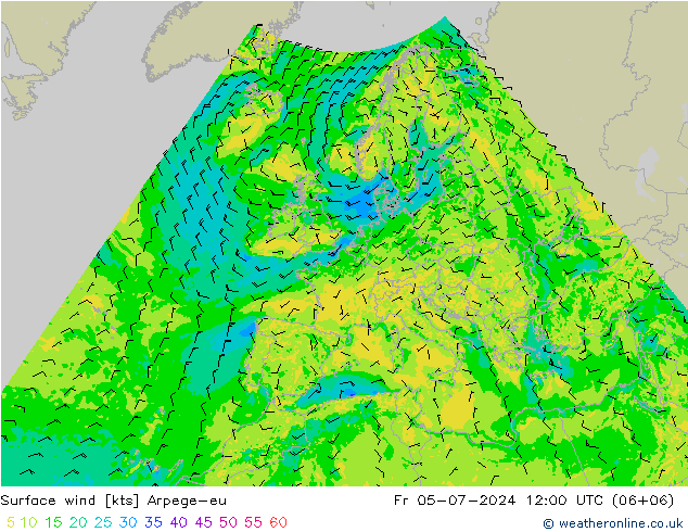 风 10 米 Arpege-eu 星期五 05.07.2024 12 UTC