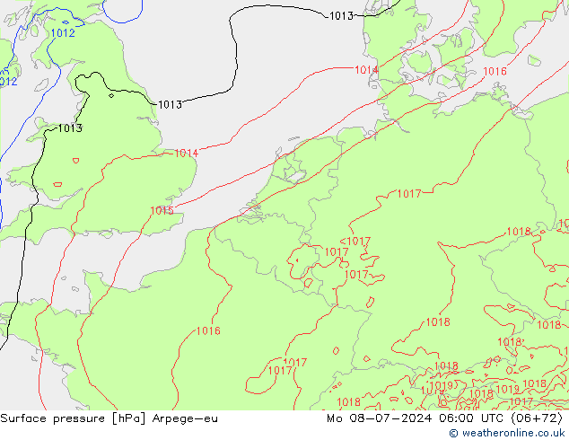 Luchtdruk (Grond) Arpege-eu ma 08.07.2024 06 UTC