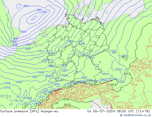 Luchtdruk (Grond) Arpege-eu za 06.07.2024 06 UTC