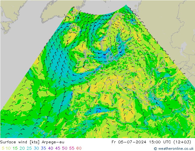 风 10 米 Arpege-eu 星期五 05.07.2024 15 UTC