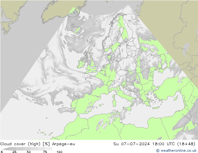 Bewolking (Hoog) Arpege-eu zo 07.07.2024 18 UTC