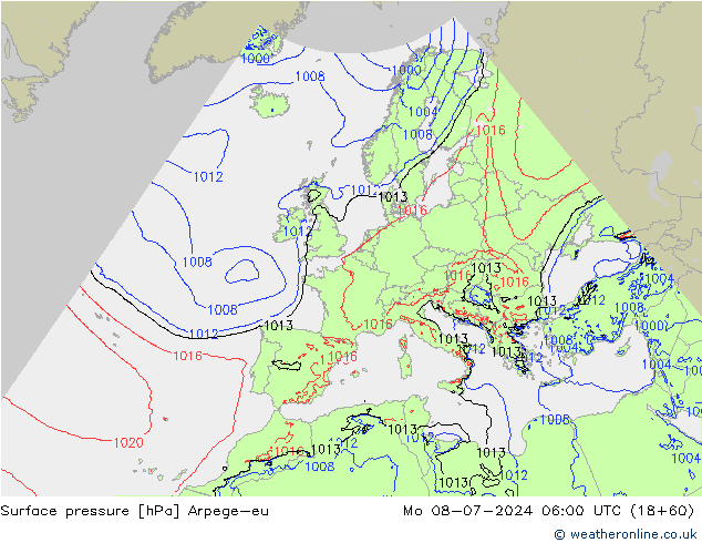 Luchtdruk (Grond) Arpege-eu ma 08.07.2024 06 UTC