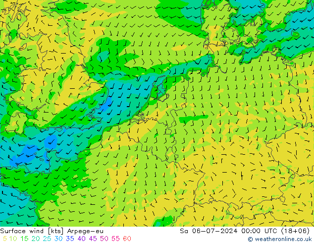 风 10 米 Arpege-eu 星期六 06.07.2024 00 UTC