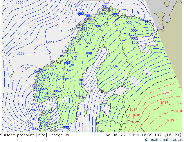 Luchtdruk (Grond) Arpege-eu za 06.07.2024 18 UTC