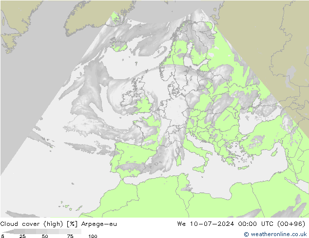 Bewolking (Hoog) Arpege-eu wo 10.07.2024 00 UTC