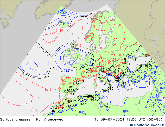 Luchtdruk (Grond) Arpege-eu di 09.07.2024 18 UTC