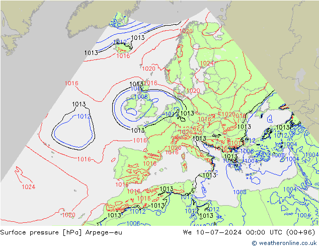 Luchtdruk (Grond) Arpege-eu wo 10.07.2024 00 UTC