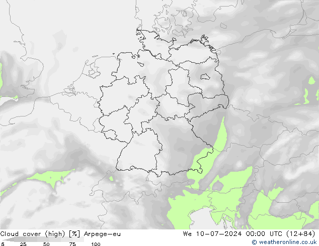 Bewolking (Hoog) Arpege-eu wo 10.07.2024 00 UTC