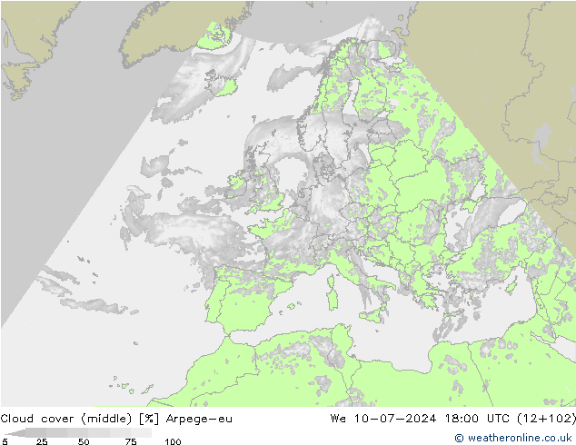 Bewolking (Middelb.) Arpege-eu wo 10.07.2024 18 UTC
