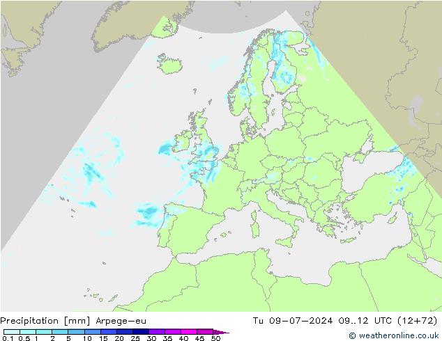 Neerslag Arpege-eu di 09.07.2024 12 UTC