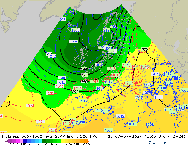 Thck 500-1000hPa Arpege-eu 星期日 07.07.2024 12 UTC