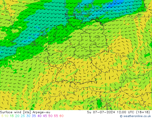 风 10 米 Arpege-eu 星期日 07.07.2024 12 UTC