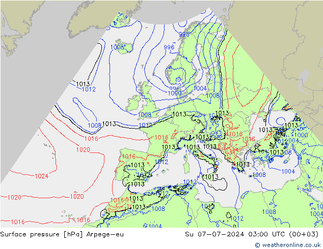 Luchtdruk (Grond) Arpege-eu zo 07.07.2024 03 UTC