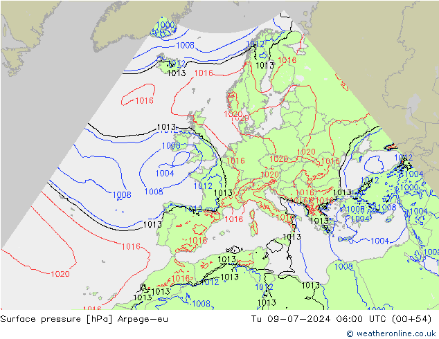 Luchtdruk (Grond) Arpege-eu di 09.07.2024 06 UTC
