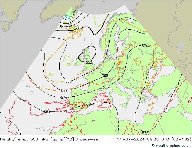 Hoogte/Temp. 500 hPa Arpege-eu do 11.07.2024 06 UTC