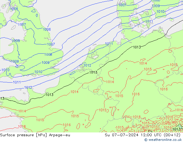 Luchtdruk (Grond) Arpege-eu zo 07.07.2024 12 UTC