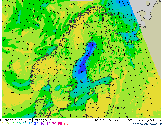 风 10 米 Arpege-eu 星期一 08.07.2024 00 UTC