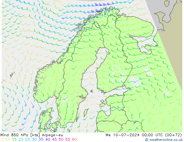 Wind 850 hPa Arpege-eu wo 10.07.2024 00 UTC