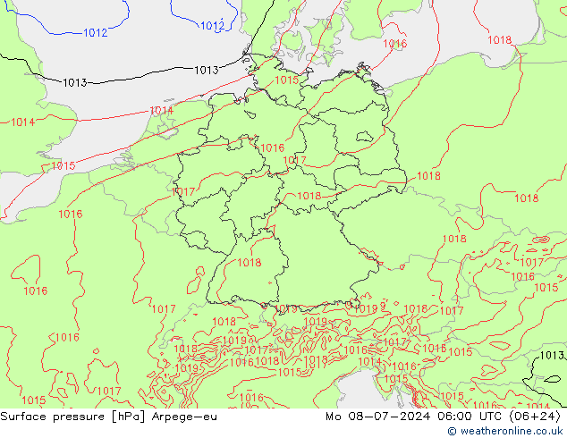 地面气压 Arpege-eu 星期一 08.07.2024 06 UTC