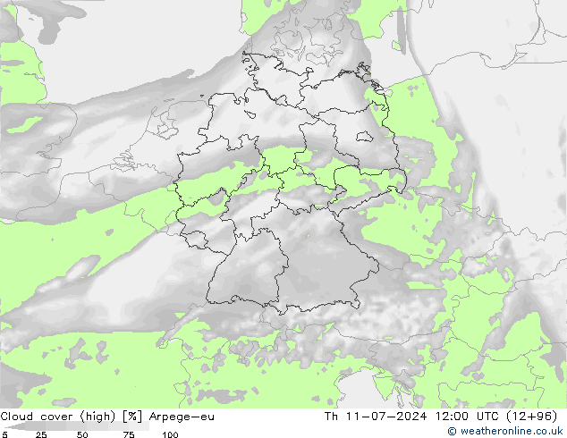 Bewolking (Hoog) Arpege-eu do 11.07.2024 12 UTC