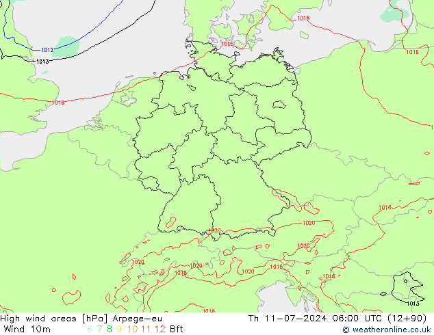 Windvelden Arpege-eu do 11.07.2024 06 UTC