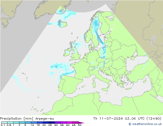 降水 Arpege-eu 星期四 11.07.2024 06 UTC