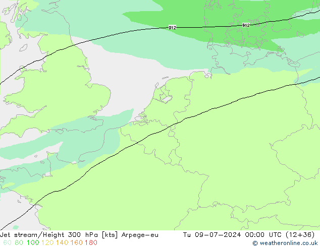 高速氣流 Arpege-eu 星期二 09.07.2024 00 UTC