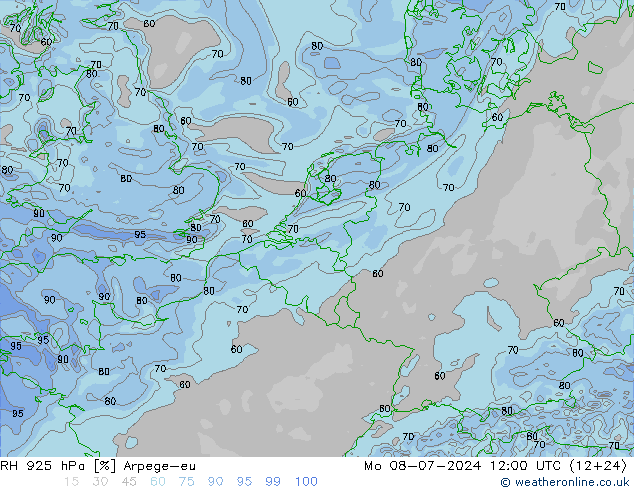 RV 925 hPa Arpege-eu ma 08.07.2024 12 UTC