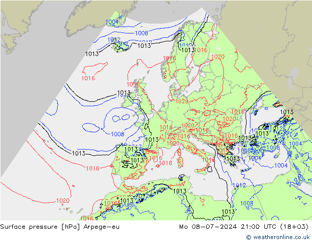 Luchtdruk (Grond) Arpege-eu ma 08.07.2024 21 UTC