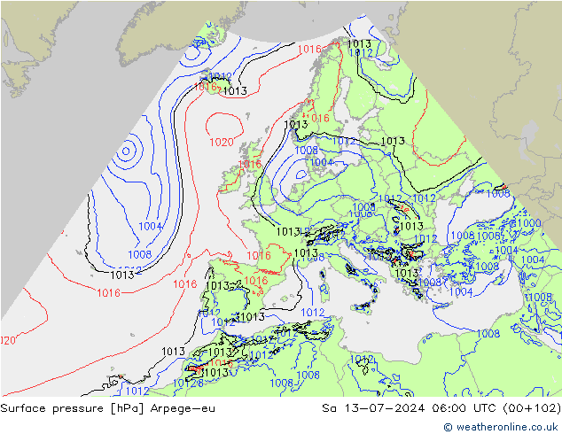 Luchtdruk (Grond) Arpege-eu za 13.07.2024 06 UTC