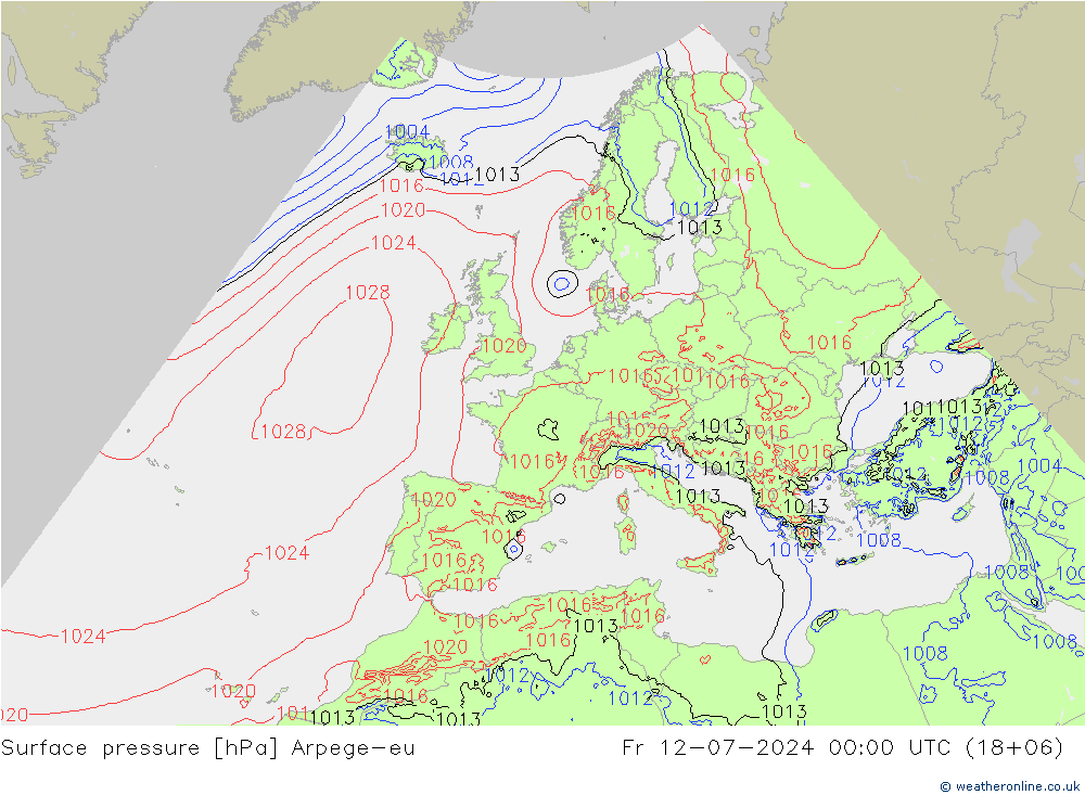 Luchtdruk (Grond) Arpege-eu vr 12.07.2024 00 UTC
