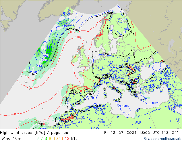 Windvelden Arpege-eu vr 12.07.2024 18 UTC
