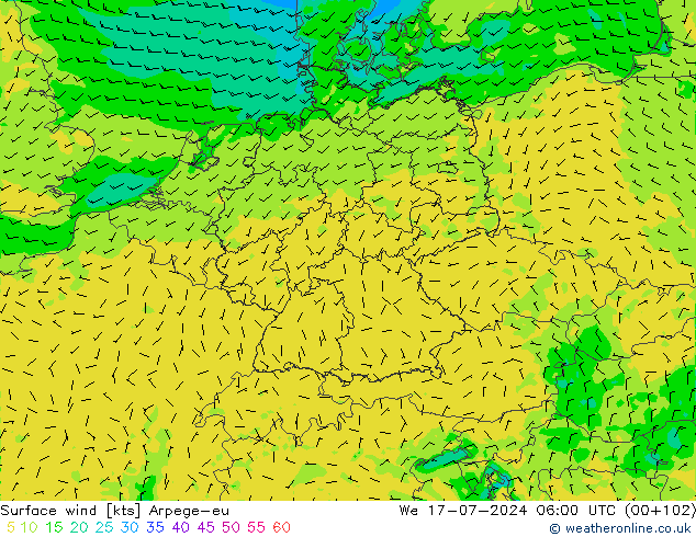 风 10 米 Arpege-eu 星期三 17.07.2024 06 UTC