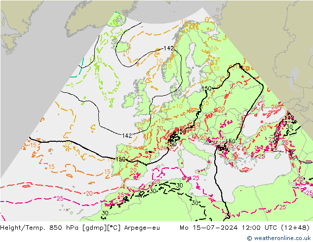 Hoogte/Temp. 850 hPa Arpege-eu ma 15.07.2024 12 UTC