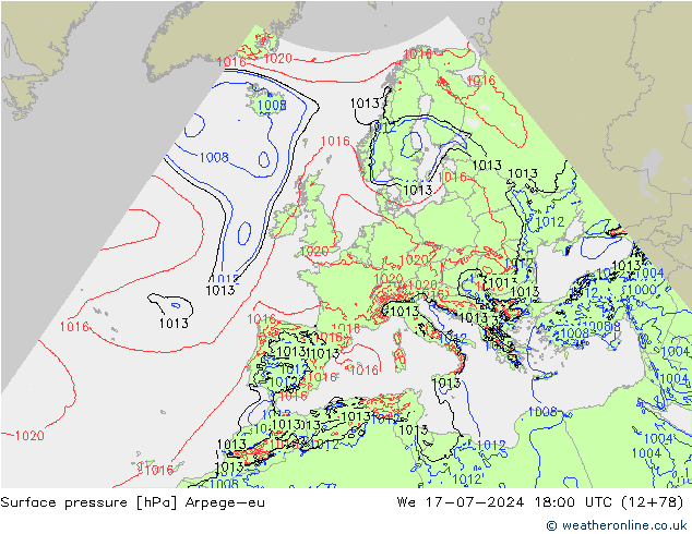 Luchtdruk (Grond) Arpege-eu wo 17.07.2024 18 UTC