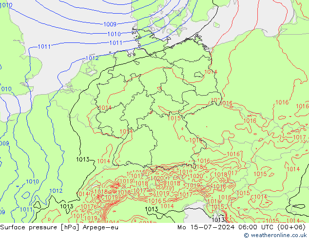 地面气压 Arpege-eu 星期一 15.07.2024 06 UTC