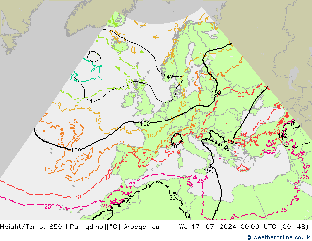 Hoogte/Temp. 850 hPa Arpege-eu wo 17.07.2024 00 UTC