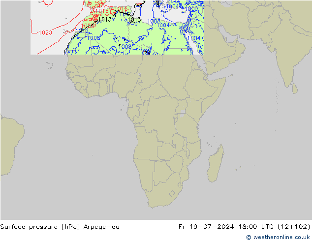Luchtdruk (Grond) Arpege-eu vr 19.07.2024 18 UTC