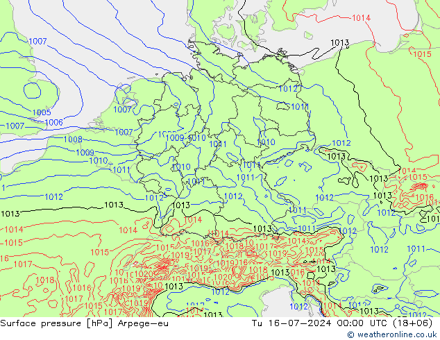 Luchtdruk (Grond) Arpege-eu di 16.07.2024 00 UTC