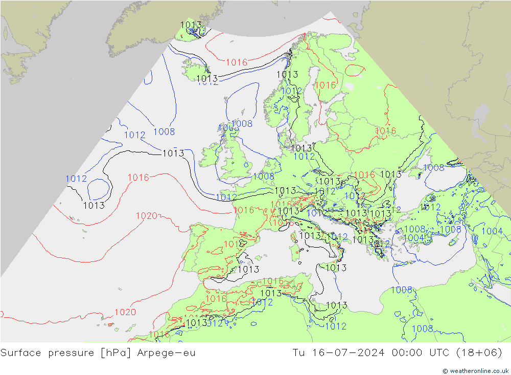 Luchtdruk (Grond) Arpege-eu di 16.07.2024 00 UTC